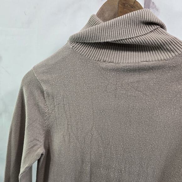 Soft Surroundings Sweater Womens Small Brown Turtleneck Taupe Mushroom Ribbed - Picture 6 of 11